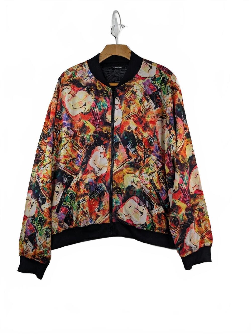 VTG Goodtime U.S.A. Abstract Printed Bomber Jacket 2XL